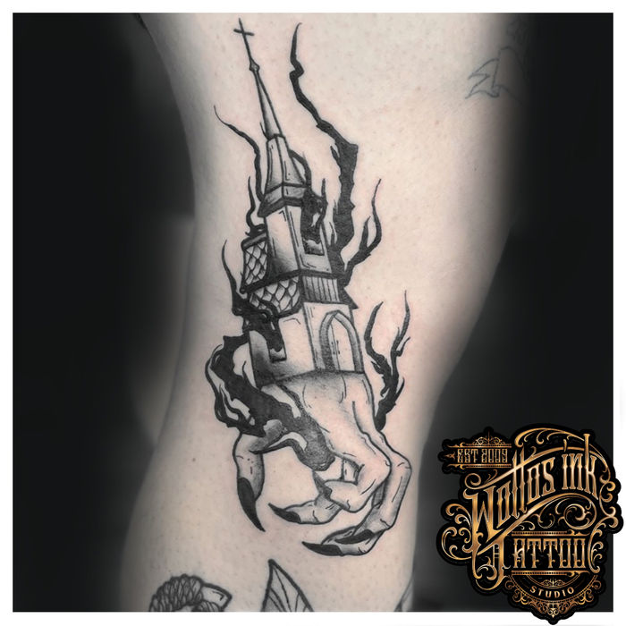 Dark blackwork tattoo by Mikey T