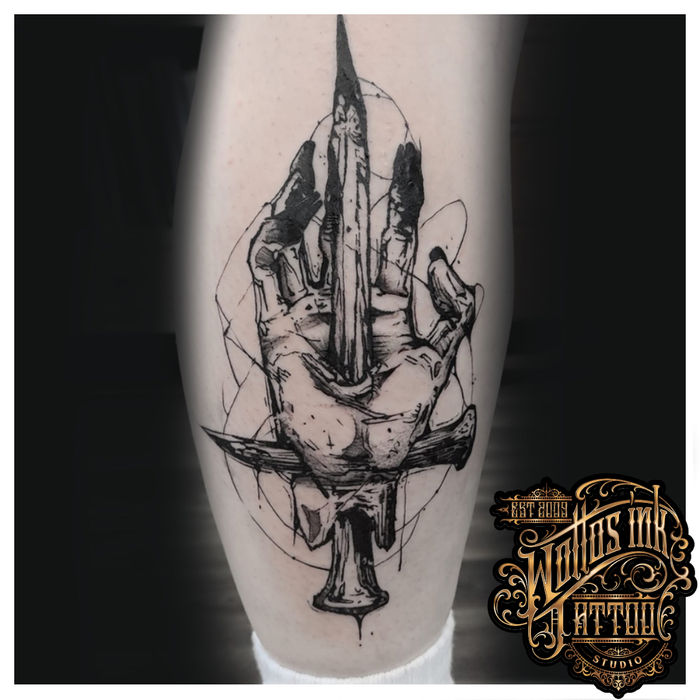 Gothic blackwork tattoo by Mikey T